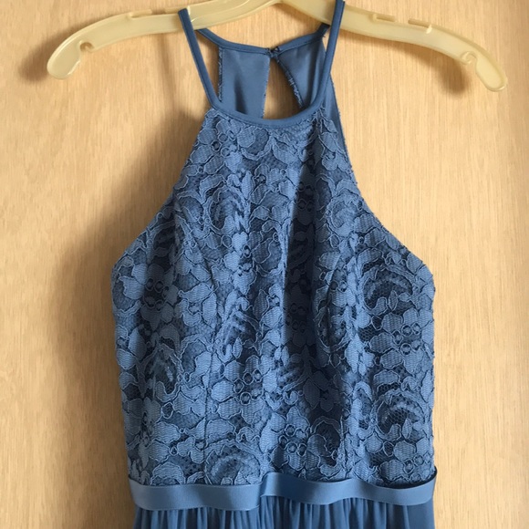 David’s bridal F19608 steel blue bridesmaids dress - Picture 3 of 8